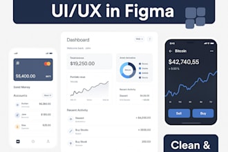 design fintech app UI UX and web UI with prototype in figma