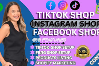 set up tiktok shop setup facebook shop instagram shop tiktok dropshipping shop