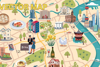 create  vector map illustration for campground, rv map, travel map, event map