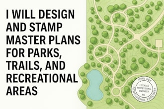 design landscape master plans for parks and trails with licensed stamp