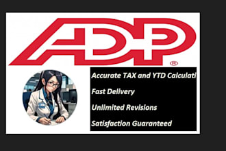 do adp, pay stub and check stub with ytd calculation