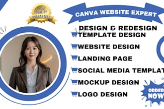 design a responsive website, canva landing page, or  redesign modern web