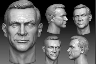 do 3d bust model,portrait,face,statue,figure, 3d head sculpt in zbrush stl file