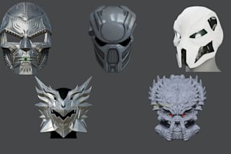 design and sculpt custom 3d cosplay masks, helmets, and armor for 3d printing