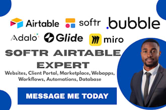 setup airtable softr client portal miro figjam,adalo, bubble, glide, appsheets