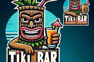 create custom tiki bar mascot logo