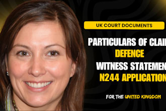 draft UK particulars of claim, defence, witness statement, n244, court bundle