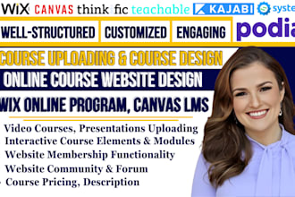 set up course website, canvas lms, upload udemy video course, wix online program