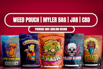 design weed pouch mylar bag  design die cut jar cbd jam mylar bag label design