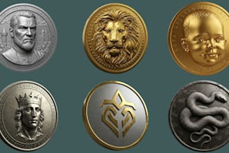create 3d printable coin model crypto meme logo challenge coin bas relief medals