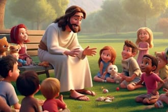 do bible themed illustration, design christian children storybook or bible story