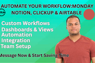 automate monday CRM airtable notion or clickup workspace