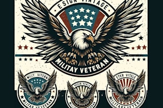 design vintage eagle military veteran logo