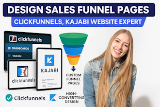 design sales funnel pages in clickfunnels, kajabi website expert