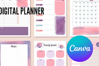 design digital planners mental health journals trackers and checklists in canva