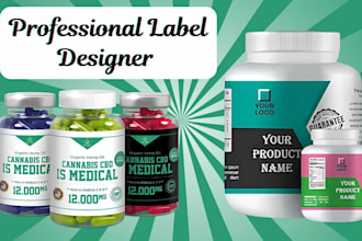design product label, cosmetic label, wine label, supplement bottle label design
