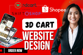 design and develop shift4shop or 3dcart website shopee squarespace shopify store