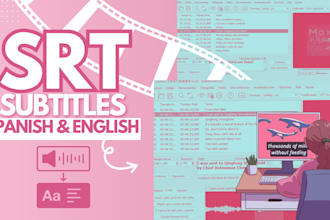 deliver professional srt files in english or spanish