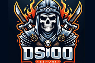 do esport skull warrior mascot logo with illustration design