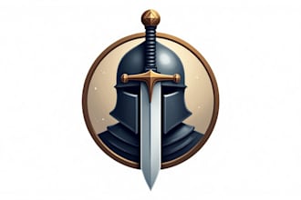 design an awesome knight sword helmet mascot logo  in 12 hours