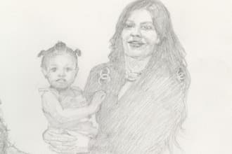 hand drawn pencil sketch for birthday gift and manual book