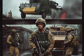 draw military themed anime and tactical for you