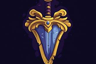 draw unique medieval, fantasy, rpg, mmorpg game logo title