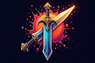 make a high quality warrior sword mascot logo design with express delivery