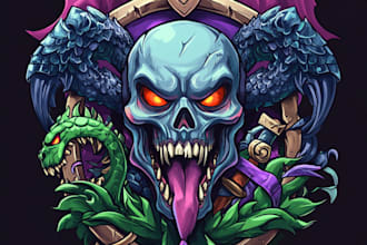 create a fantasy game logo and branding