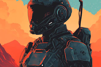 create a sci fi character illustration or sci fi character