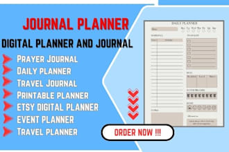 design esty digital planner, digital journal, daily planner, printable planners