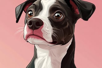 draw your cute pets into cartoon disney style portrait