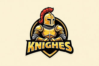 design high quality gold knight mascot logo with unlimited revisions