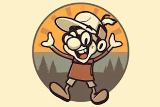 original vintage, retro cartoon logo and illustration character