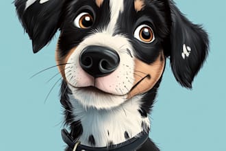 design a custom disney pet portrait illustration