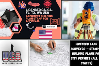 do land surveyor building plan stamp for city permit in all states in the USA