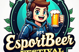 design high quality esport beer festival mascot logo with my fastest delivery