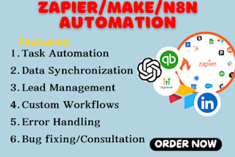 set up make com zapier, quickbooks, zoho, salesforce, chatgpt activecampaign