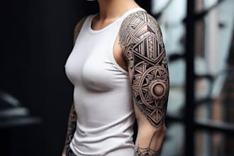 create sleeve tattoo design in geometric style