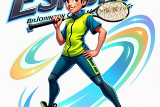 design high quality esport girls badminton mascot logo with creative concepts