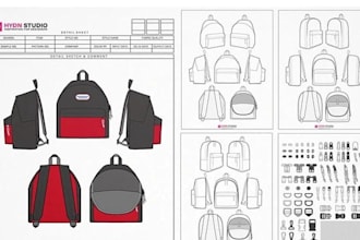 design bag tech pack backpack handbag tote bag bag design flat sketch duffle bag