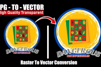 professionally redesign, vectorize logo with high quality transparent background