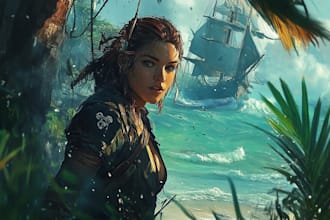 design an game concept art and environment art illustration