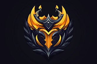 draw design medieval fantasy game, rpg, mmo game logo