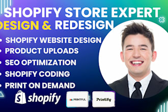 design redesign shopify print on demand dropshipping seo etsy klaviyo website