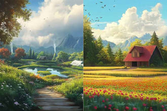 create a lifelike digital landscape, oil painting, or artwork
