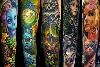 create unique custom tattoo design, tattoo sleeve