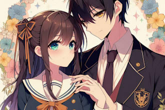 draw cool anime couple for you