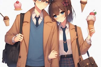 draw cute anime couple illustration for you