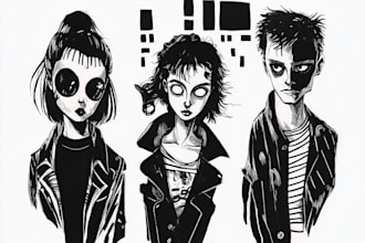 draw black and white illustrations